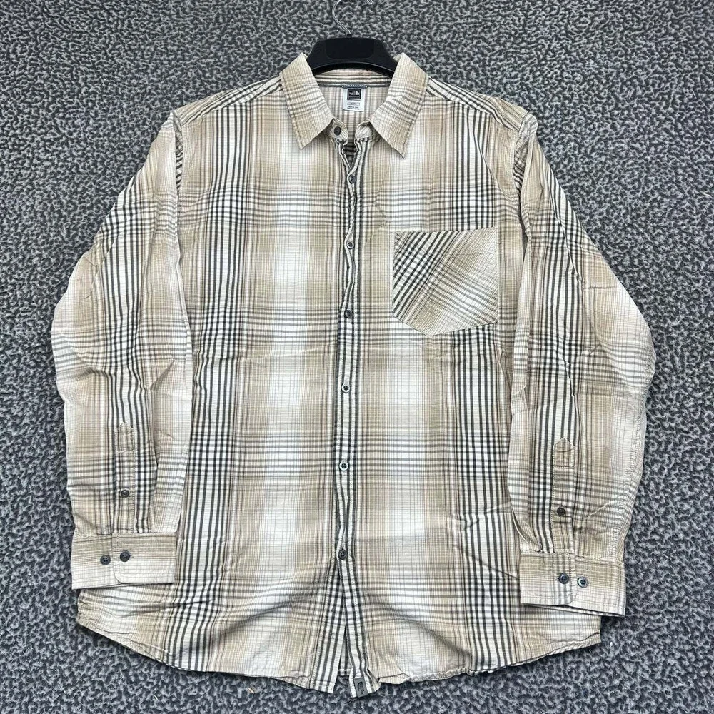The North Face A5 Series Button Up Shirt Men XL Brown Plaid Cotton Long Sleeve